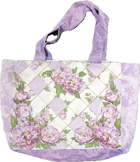 Peony Bag panel - Lilac