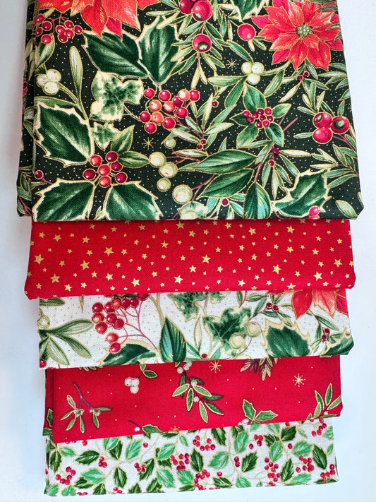 Christmas 5 Piece Fat Quarter (1/4) Bundles - Choice of Colour / Design