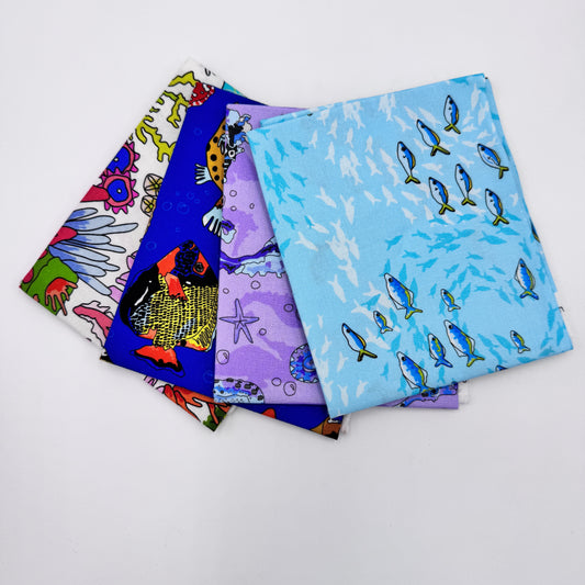 OTO Sea in Colour by The Crafty Lass 4 Piece Fat Quarter Pack