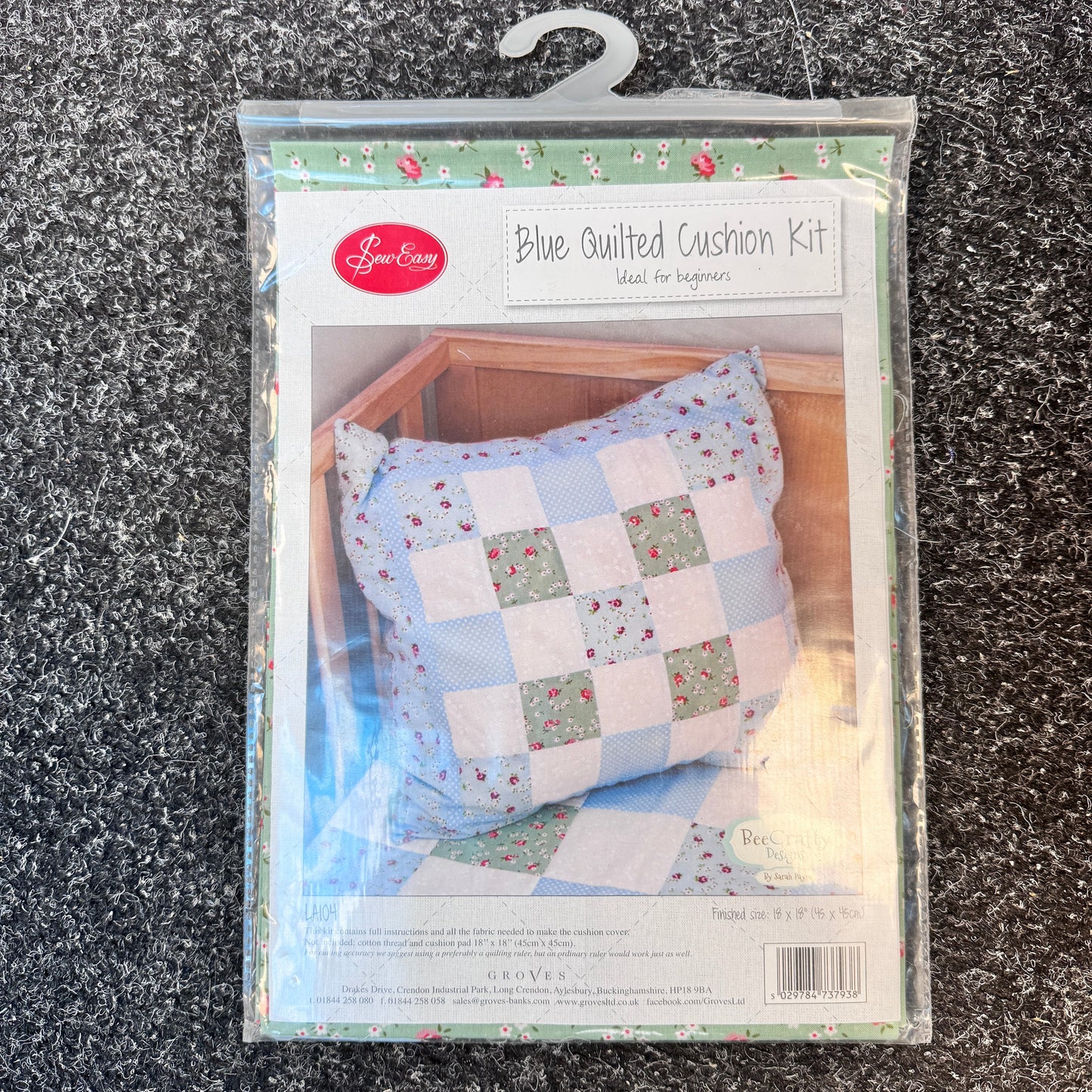 Bee Crafty by Sarah Payne Blue Quilted Cushion Cover Kit