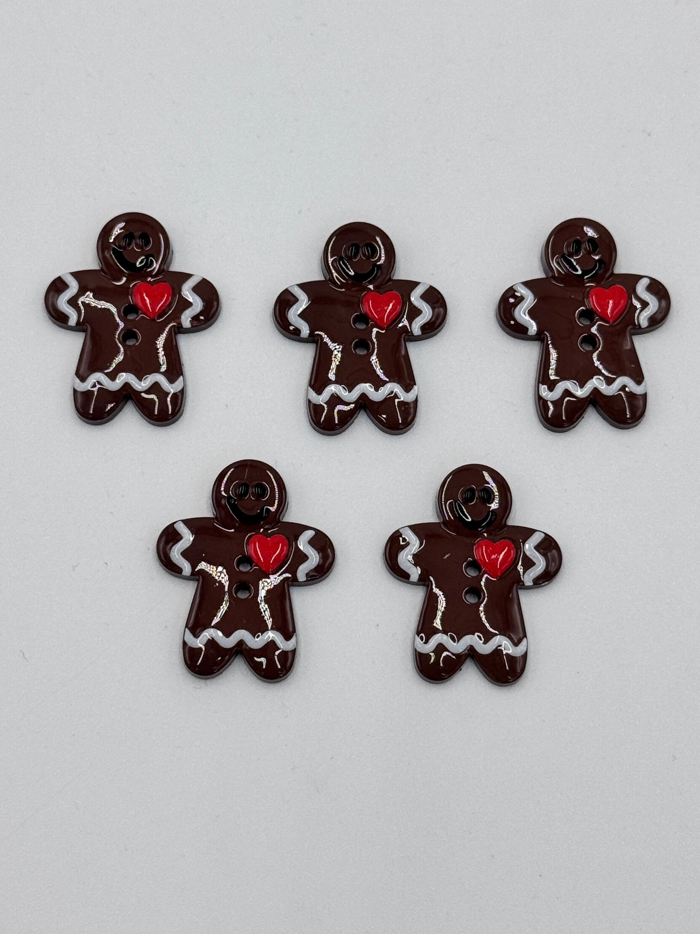 Set of 5 Plastic Gingerbread Buttons