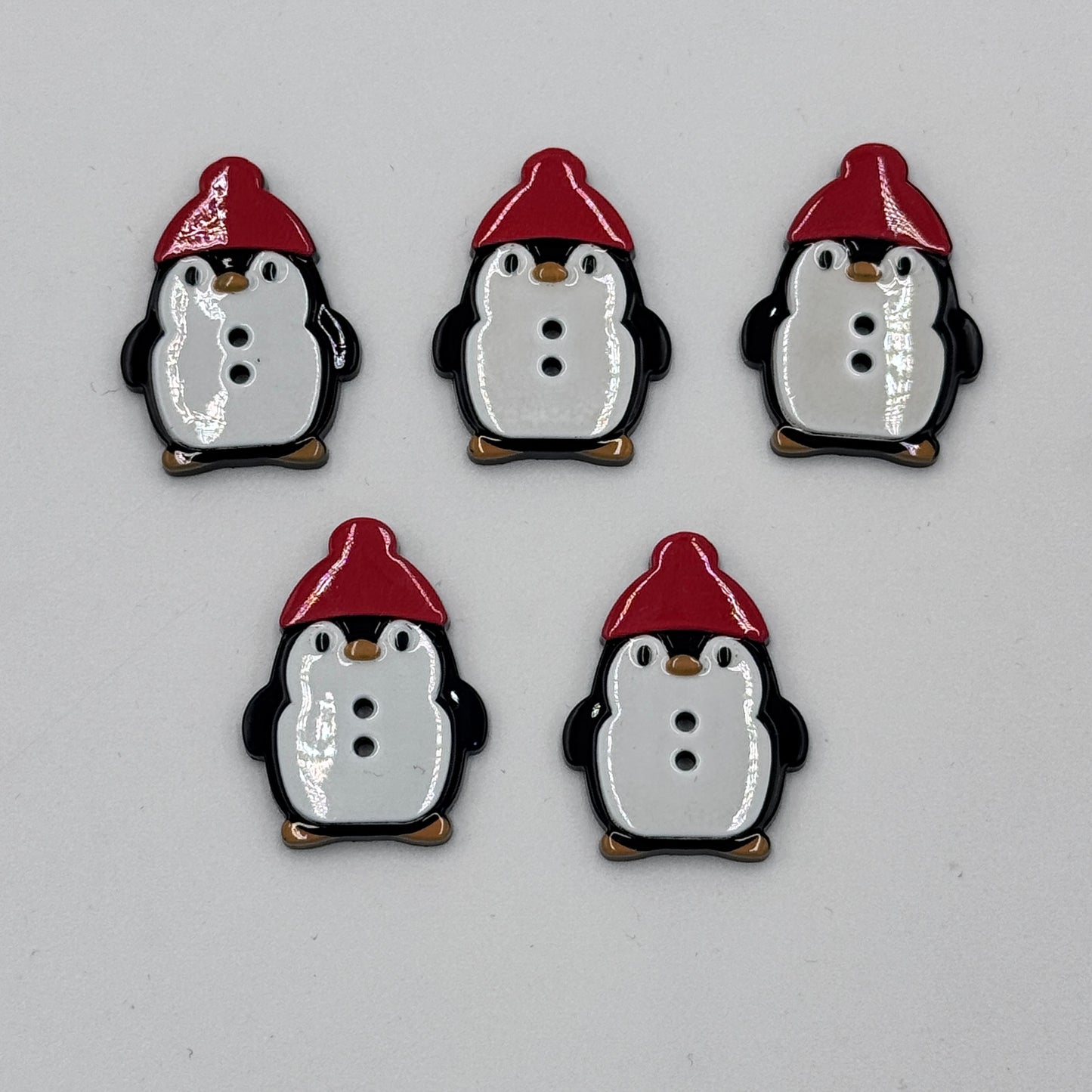 Set of 5 Plastic Penguin Buttons