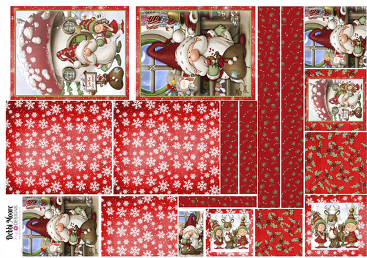 Red Christmas Gnome Bag Panel - Canvas