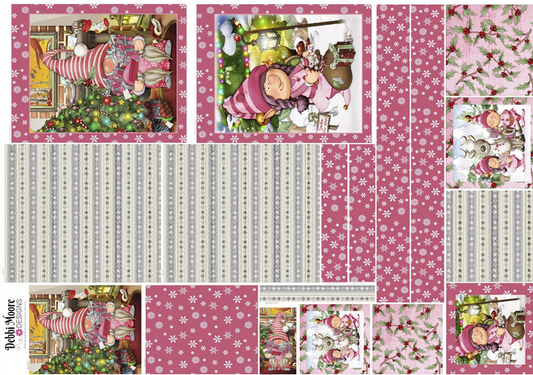 Pink Christmas Gnome Bag Panel - Canvas